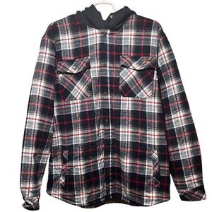 Legendary Whitetails Mens Flannel Lined Hooded Shirt Jacket 2XL Navy Plaid